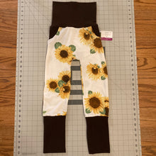 Load image into Gallery viewer, CLEARANCE Sunflowers on White Yellow Brown Mustard Cotton Spandex Maxaloones