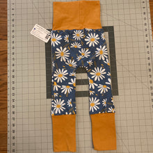 Load image into Gallery viewer, Daisies on Blue Mustard Cotton Spandex Maxaloones with Pockets