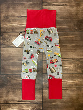 Load image into Gallery viewer, CLEARANCE Traffic Cars Trucks Trains Ambulance Pockets Cotton Spandex Maxaloones