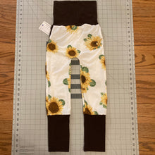 Load image into Gallery viewer, CLEARANCE Sunflowers on White Yellow Brown Mustard Cotton Spandex Maxaloones
