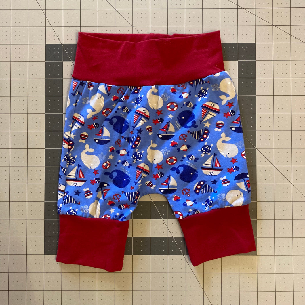 CLEARANCE 9mo-3T Red, White, and Blue Whales Maxaloones Shorts