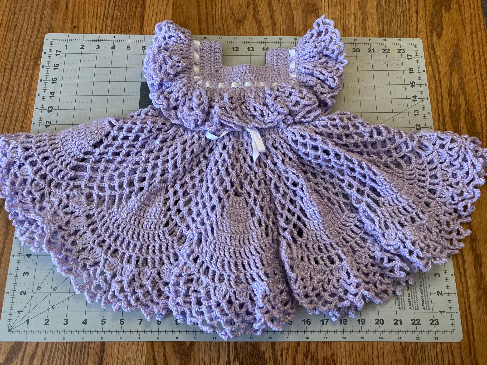 Crochet Baby Dress 6-12 months Purple