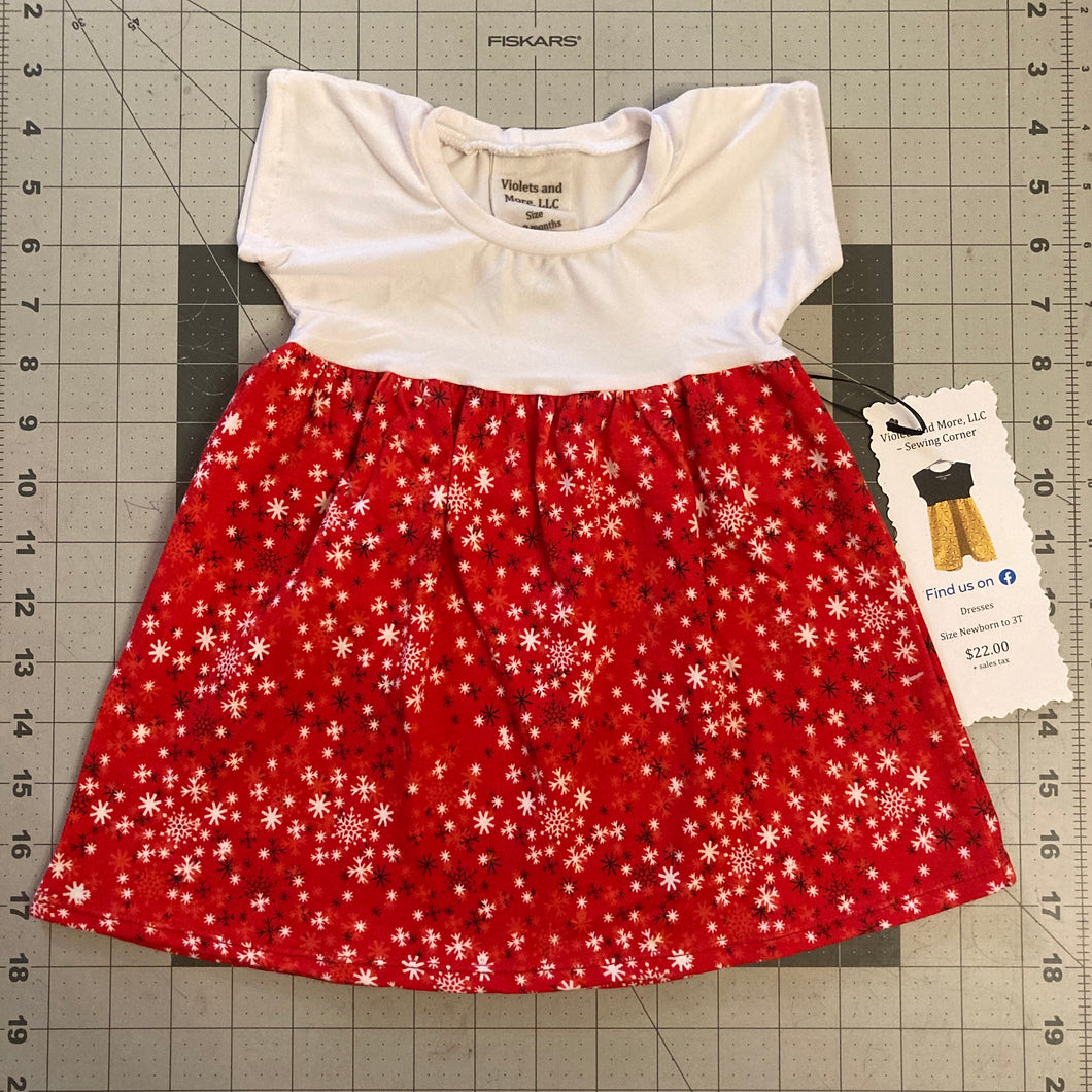 CLEARANCE 6-9 months Red Snowflake Dolman Dress